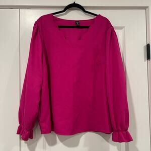 Shein Curve Women's Plus Size Bright Pink Long Sleeve Blouse Size‎ 1x